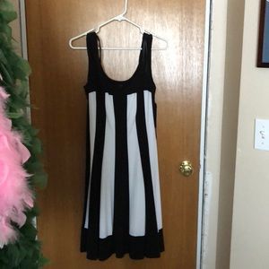 Black and white striped swing dress